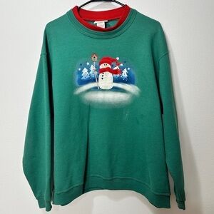 Vintage 90s Top Stitch by Morning Sun Sweatshirt Plus Size 1X Snowman Christmas